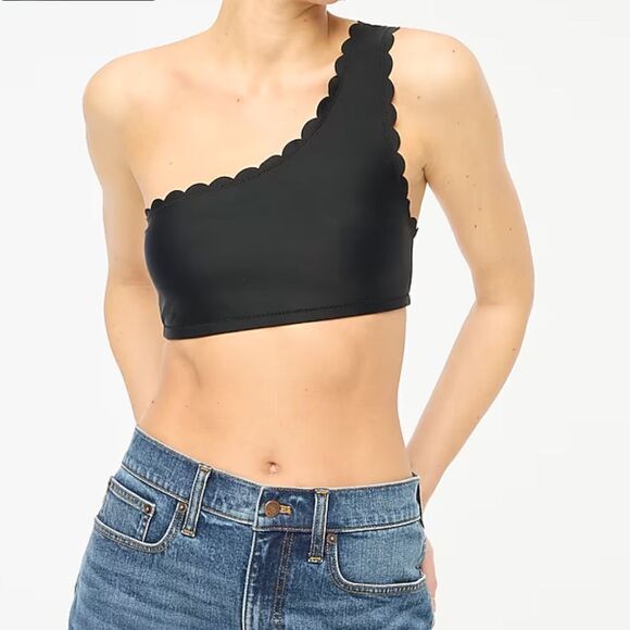 J. Crew Factory Scalloped one-shoulder bikini top - Picture 1 of 6